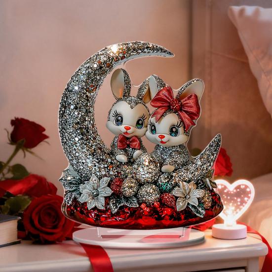 Easter Bunny Acrylic Table Sign 2D Flat Colorful Eggs Rabbit Decoration Home Living Room Valentine's Day