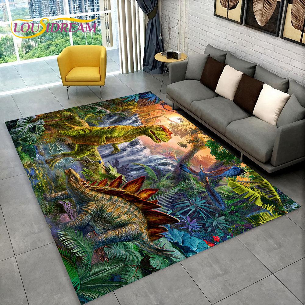 3D Visual Illusion Dinosaur Area Rug,Carpet Rug for Home Living Room Bedroom Sofa Playroom Doormat Decor,Kid Non-slip Floor Mats