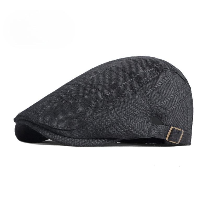 British Retro Faux Linen Flat Cap for Men Women Vintage Adjustable Beret Newsboy Hat Casual Breathable Peaked Forward Cap Korean Style