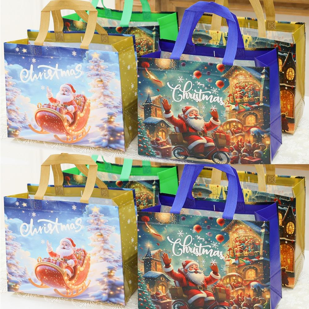 5/1PCS Cute Santa Claus Snowman Pattern Handbag Christmas Gift Packaging Bag Non-Woven Fabric Candy Bag Festival Party Supplies