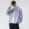 Spring and Autumn New Men's Korean Style Multi-Pocket Lapel Loose Large Size Denim Jacket Trendy Thin Style Internet Celebrity Same Style Jacket