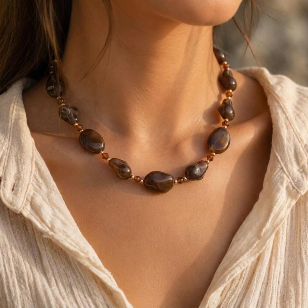 Irregular Beaded Necklace Handmade Irregular Necklace Accessories Geometry Necklace Bohemian