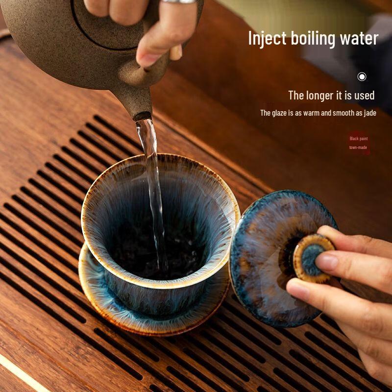 Jingdezhen Tenmoku Kiln-Glazed Ceramic Gongfu Tea Set