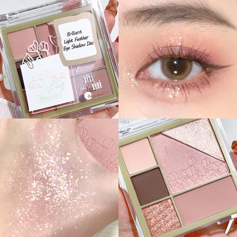 Xixi 6-в-1 Изысканный диск теней для век Curcuma Diary с перламутровым мерцанием, матовая водостойкая сексуальная палитра теней для век