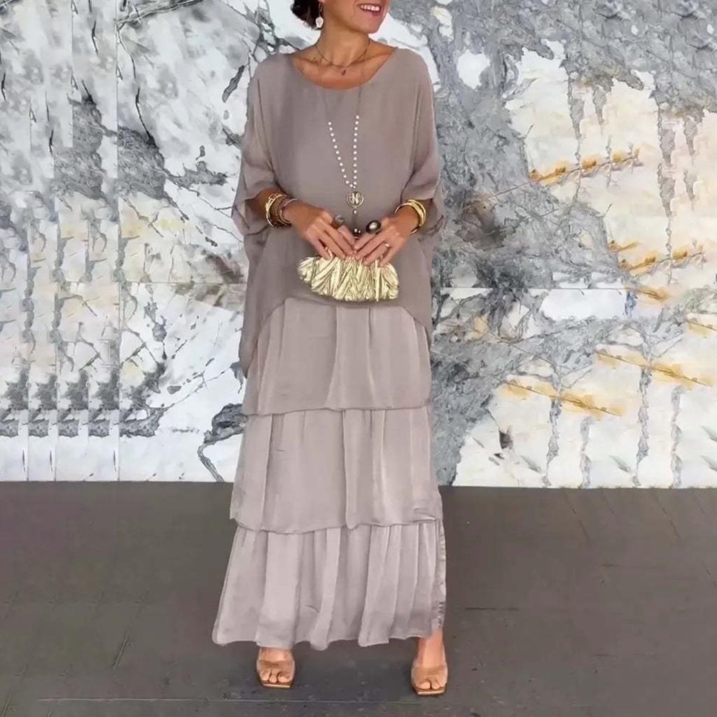 Вечернее платье Yousheng, многослойное, с разбросанным подолом, короткими рукавами, макси-платье, рукавами «летучая мышь», мешковатым круглым вырезом, шифоновое платье для выпускного вечера