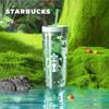 Стакан Starbucks Green Wilderness с прозрачной соломинкой