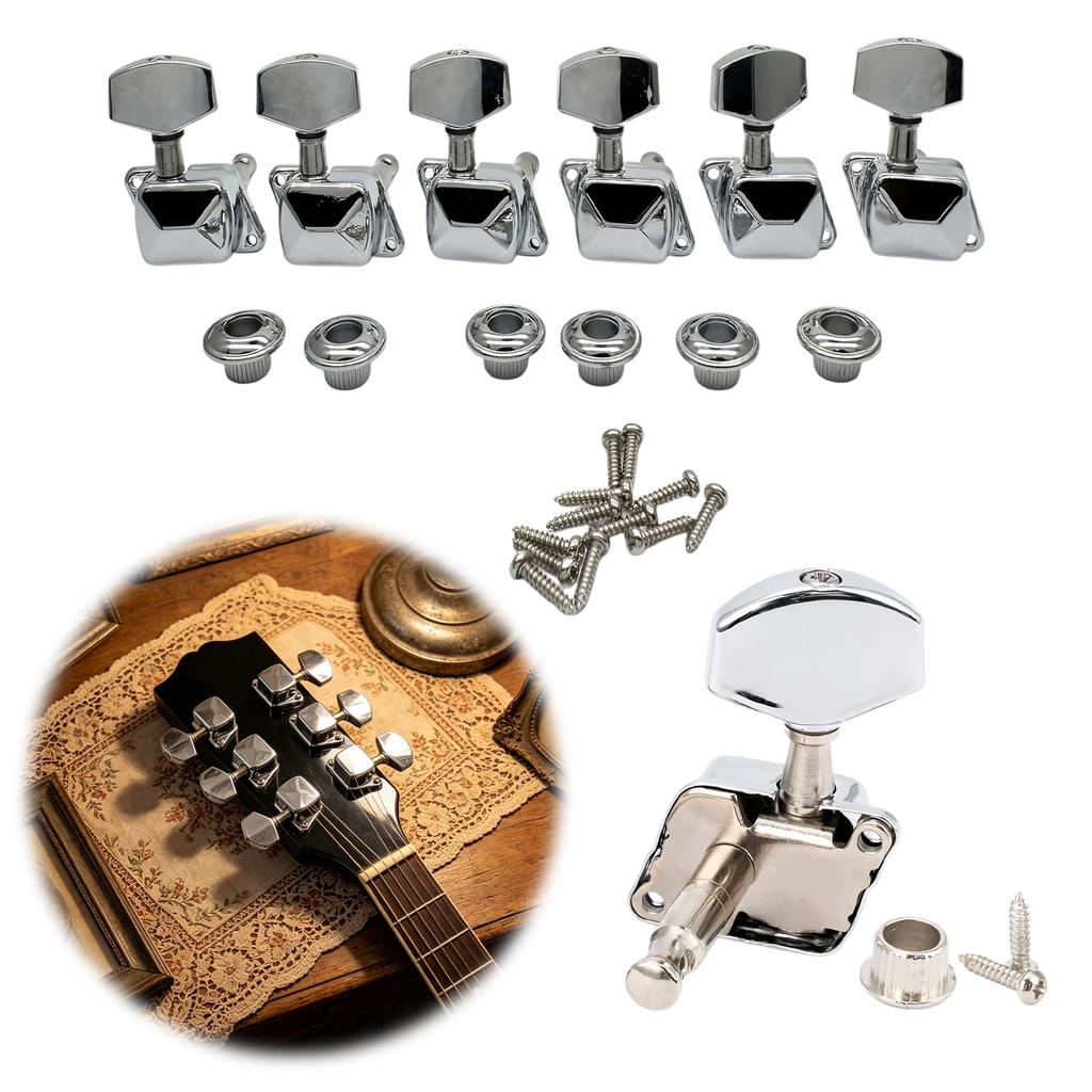 6Pcs Semi-Closed Guitar String Tuning Pegs Zinc Alloy Acoustic Guitar Tuners Guitar String Tuning Keys for DIY Parts