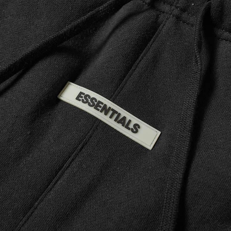 Fear of God Essentials Шорты для тренировок SS20 с логотипом и шнурком Мужские шорты Черные FOG-SS20-284