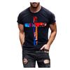Men's Street Fashion Casual Cross Print Round Neck Short Sleeve