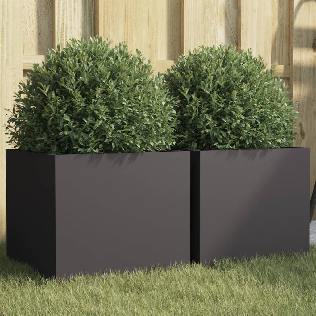 Planters 2 pcs Black 32 x 30 x 29 cm Steel