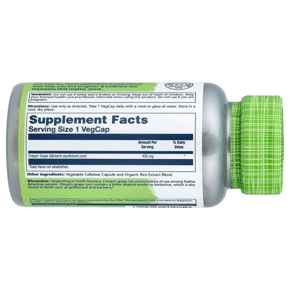 Solaray True Herbs Oregon Grape 400mg Veggie Capsules, 100 Count