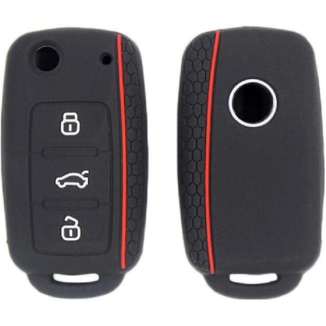 Key Fob Cover Silicone Keyless Remote Protector Sleeve Case Holder Compatible with VW Volkswagen Tiguan Golf Polo Jetta Passat