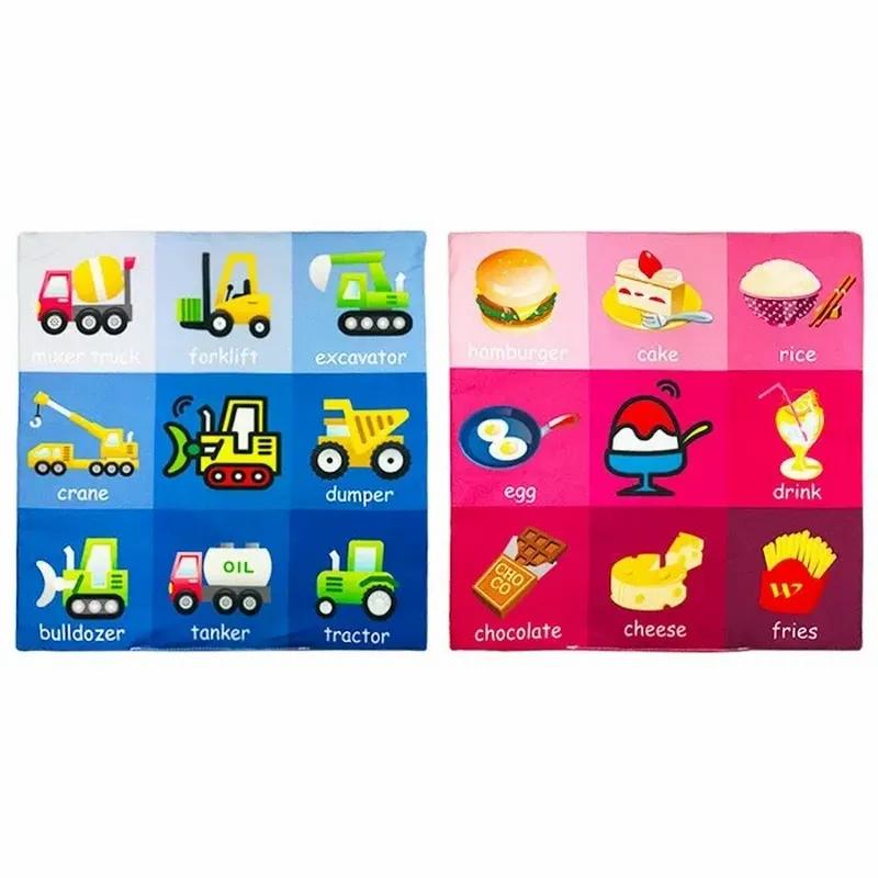 Книга-игрушка для новорожденных с героями мультфильмов, книга из мягкой ткани с 2-сторонним узором, детская обучающая обучающая черная/белая газета с шелестом и звуком