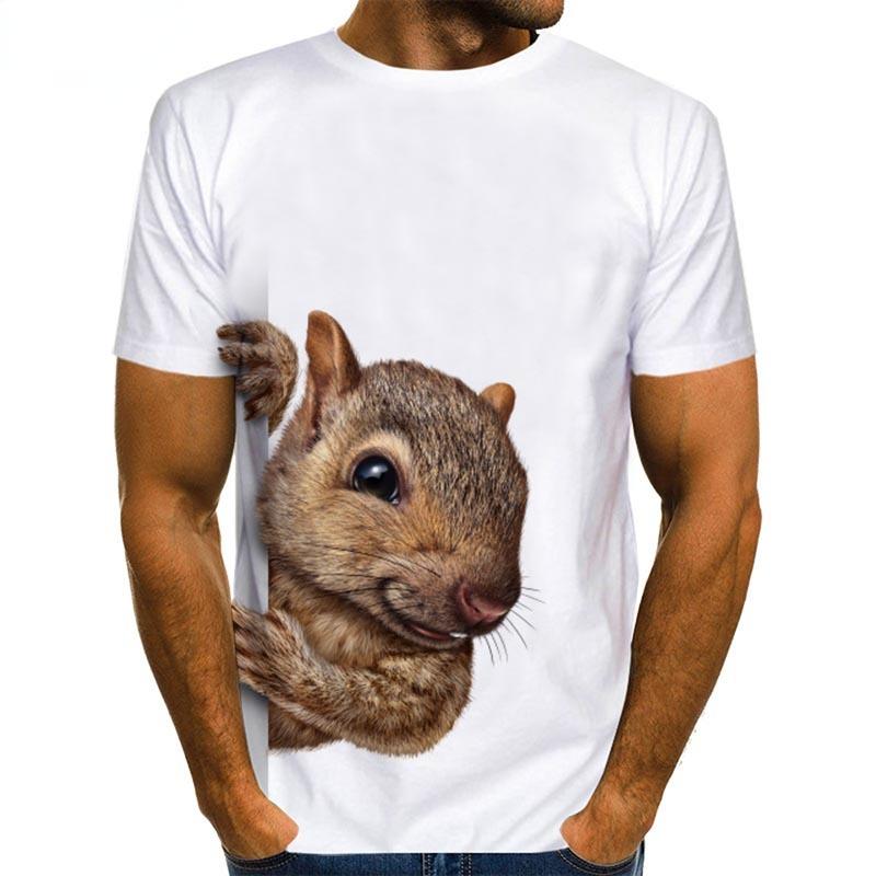 Men's Squirrel T Shirt 3D Print Shirt Animal Graphic Tees Lovely Pattern Tops Men/Women Cute Puppy Face Tee Funny Pet T-shirt