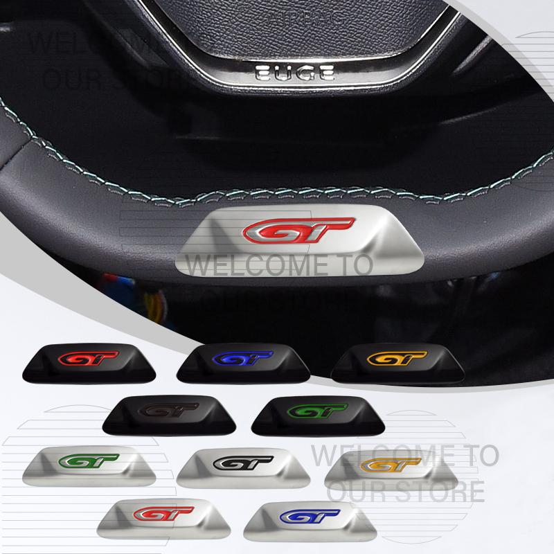 Car Decor Metal GT Emblem 3D Sticker For Peugeot 5008 208 508 4008 3008 GT Line Steering Wheel Badge Decals