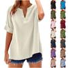 Женская модная свободная повседневная летняя футболка с V-образным вырезом и коротким рукавом