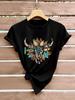 Cow Head Print T-shirtShort Sleeve Crew Neck Casual Top For Summer & SpringWomen's Clothing