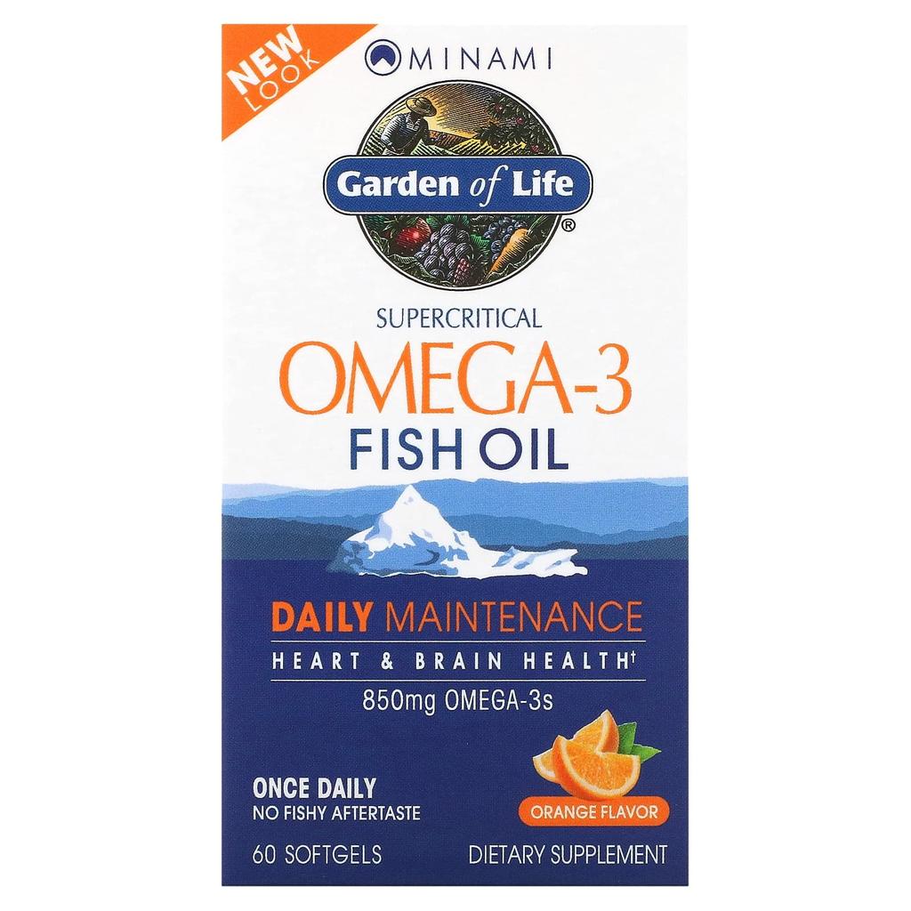 Garden Of Life, Supercritical Omega-3 Fish Oil, Orange, 60 Softgels