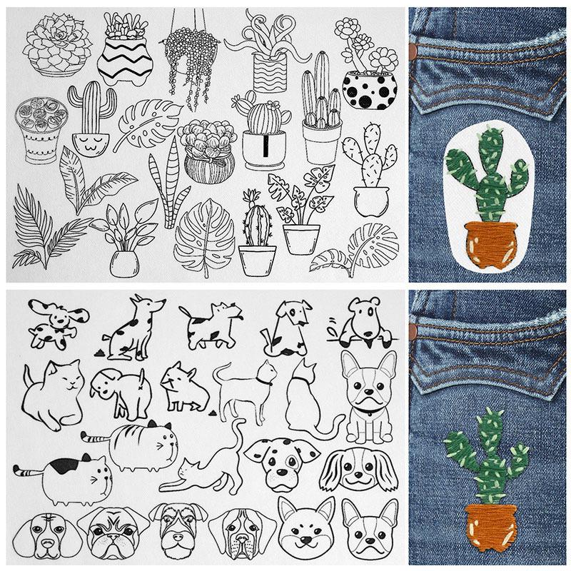 A Variety of Patterns Embroidery Cloth Stickers Hand Embroidery DIY Material Bag Hand Live Water Soluble Embroidery