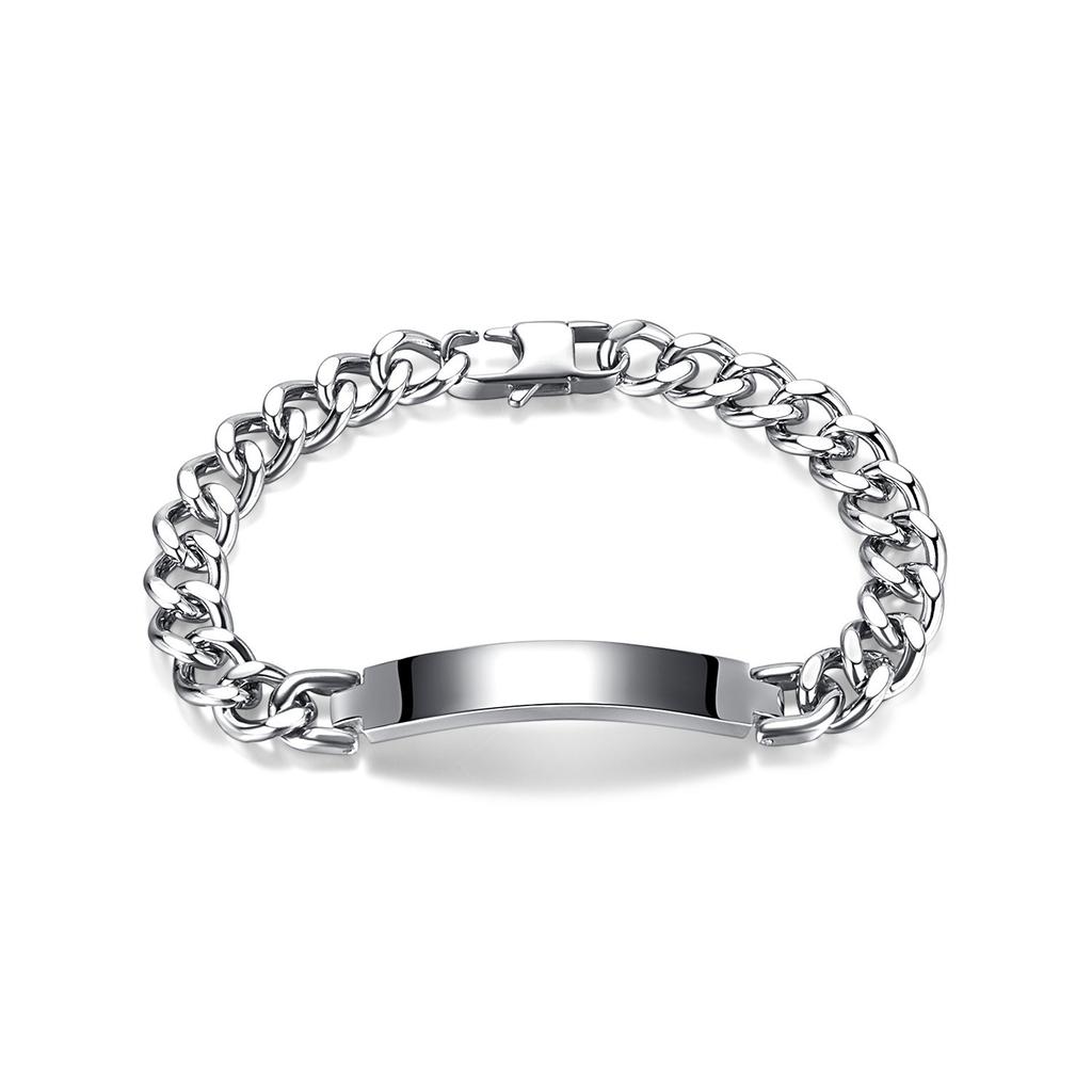 Универсальный персонализированный модный браслет из титановой стали с гладким изогнутым брендом для пары