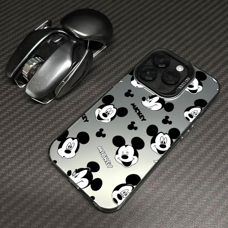 Черно-белый чехол для телефона с мультяшным Микки Маусом для iPhone 11 12 13 14 15 16 17 Pro Max 16e 17E 17 Air Plus 13 Mini Funda Задняя крышка