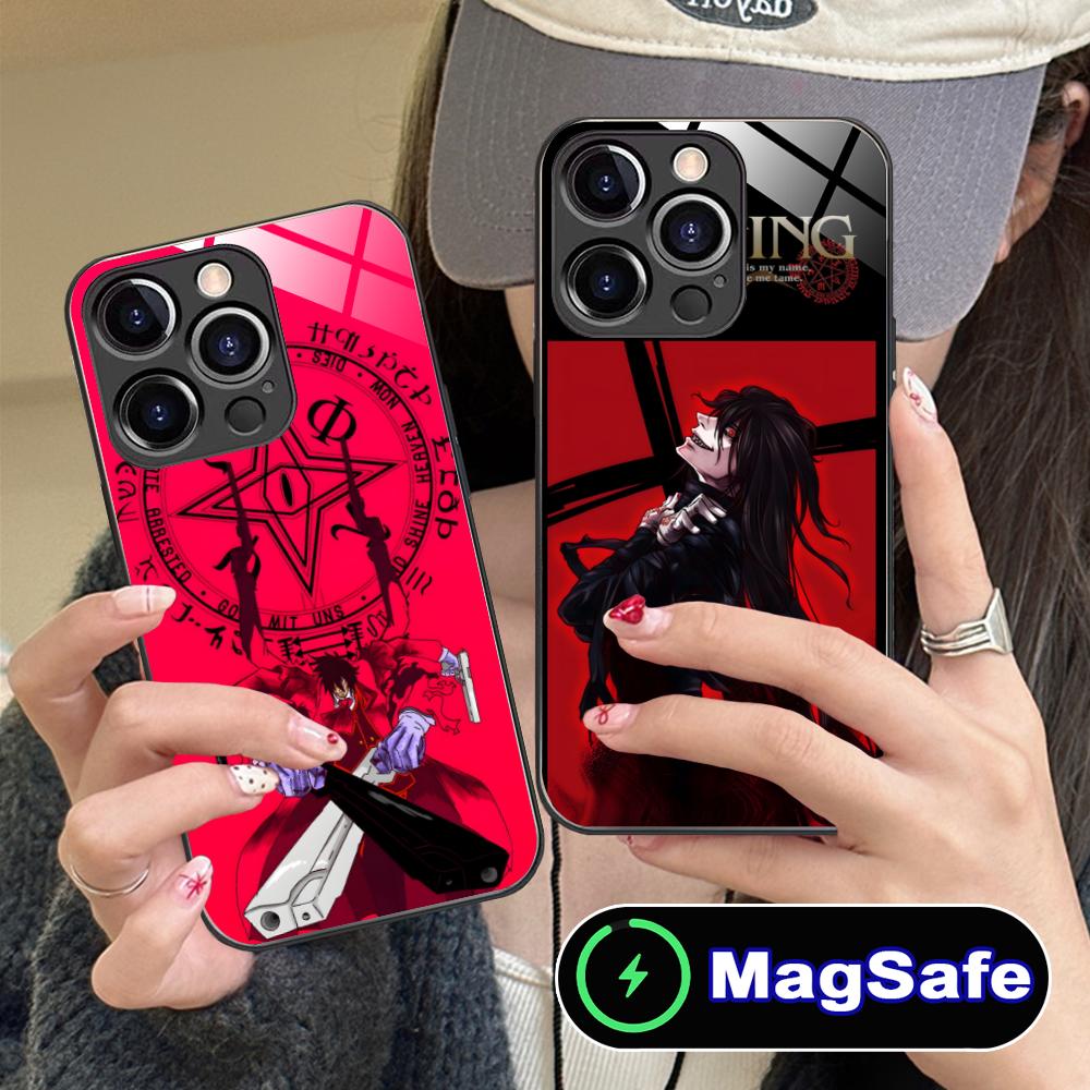 Аниме Алукард Хеллсинг Чехол для телефона iPhone 17 16 15 14 13 12 11 Air Pro Max Plus Mini MagSafe Стеклянный Цветной Чехол Смартфон