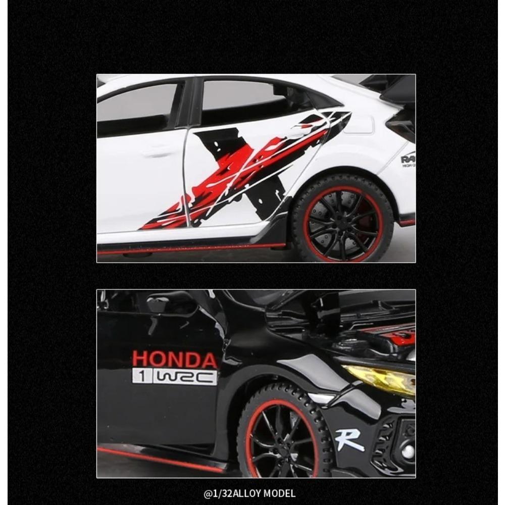 1/32 HONDA CIVIC TYPE-R Alloy Car Model Diecasts & Toy Vehicles Metal Sports Car Model Sound and Light Collection Childrens Gift
