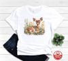 Watercolor Deer T Shirt Fawn Floral Graphic Tee Cotton Crewneck Nature Lover Gift