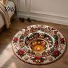 Anti Slip Living Room Rug Round Christmas 3D Rug, Optical Illusion Area Santa Claus Gnome Quilted-Like Washable Festive Entrance Mat Anti-slip