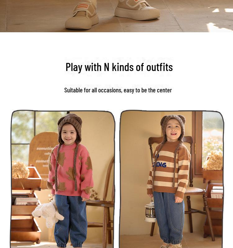 Детские джинсовые брюки Cotton Hall: Теплые вельветовые брюки для детей осень/зима 2024 года.