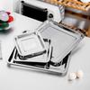 Подносы из нержавеющей стали для хранения чая и сервировки для барбекю, прямоугольные, тарелка для вареного риса и сосисок, гриль для мяса, ресторанная металлическая посуда, 1 шт.