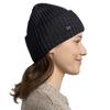 Buff Knitted Erviny Beanie, Unisex black Cap