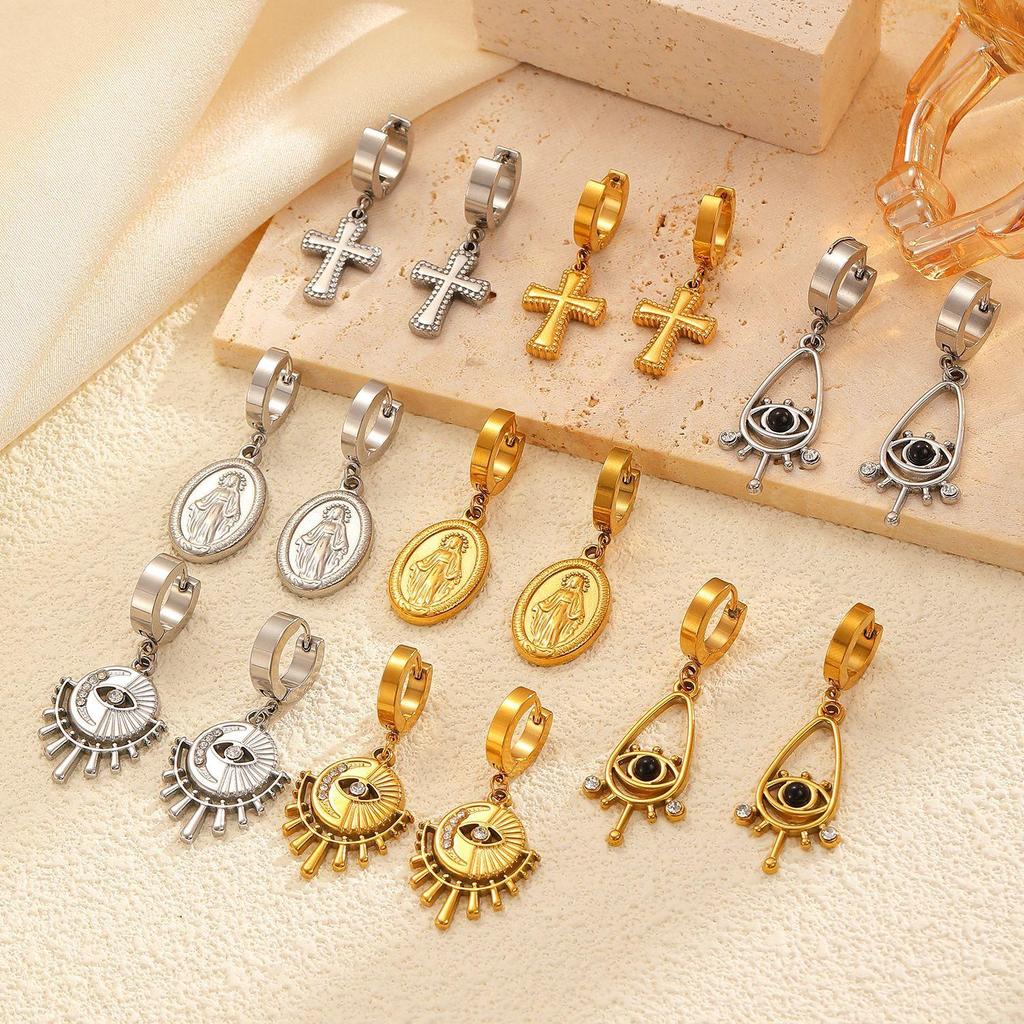 Изысканная Мода Универсальные Минималистичные Геометрические Серьги-Подвески Овальной Формы в Виде Сердца из Нержавеющей Стали для Женщин