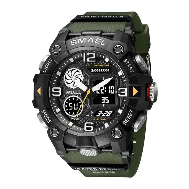 Smael 8055 Hot Sale Fashion Digital LED Quartz Analog Dual Display Watch Outdoor Sports Waterproof Alarm Clock Electronic Watch