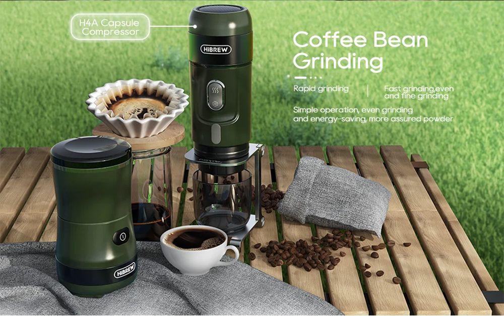 HiBREW G2 3in1 Coffee Grinder, 2000mAh Double Cup, Fruit Mixers Juicers Blender Ice Crusher, for Camping or Journey