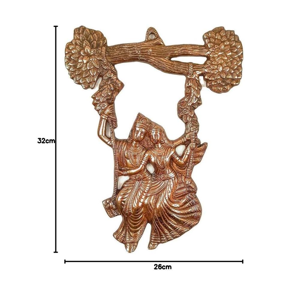 Radha Krishna Sitting On The Swing Wall Hanging - for Gift, Home, Living Room, Office, Puja Room Decor