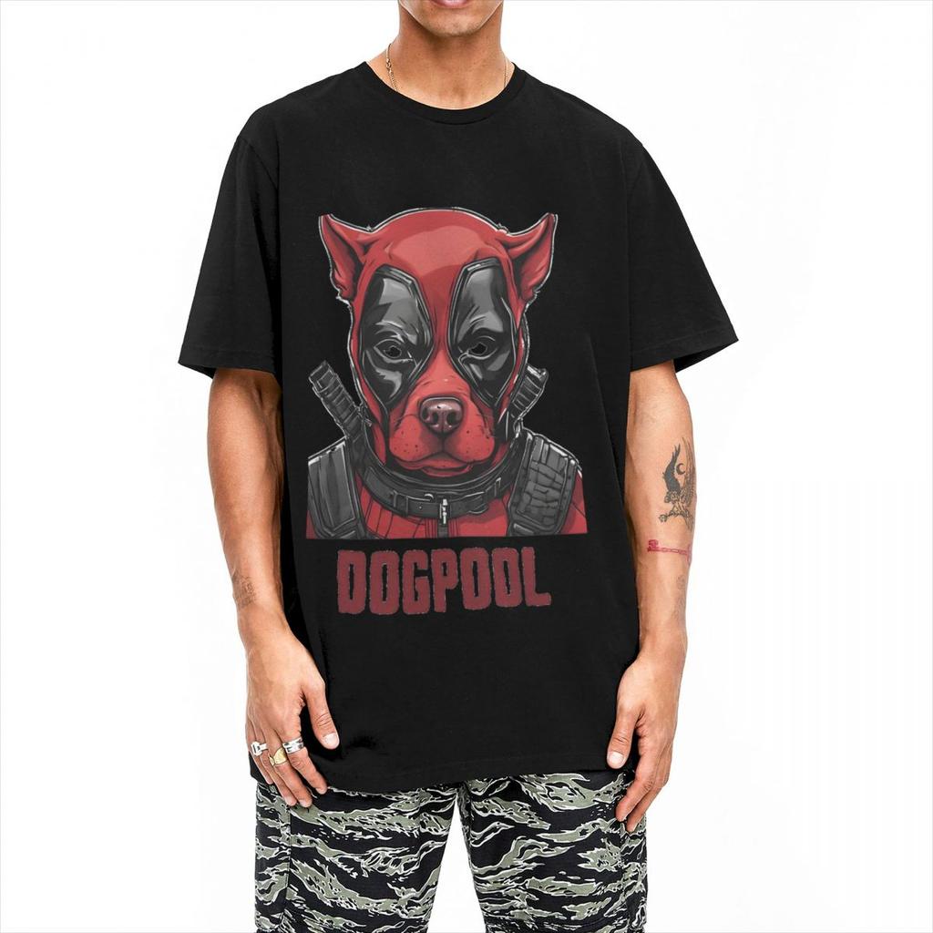 Dogpool Face T Shirt Vintage Short Sleeve Casual Cotton T-shirt Streetwear Amusing Harajuku Daily Leisure Hip Hop Unisex Tops