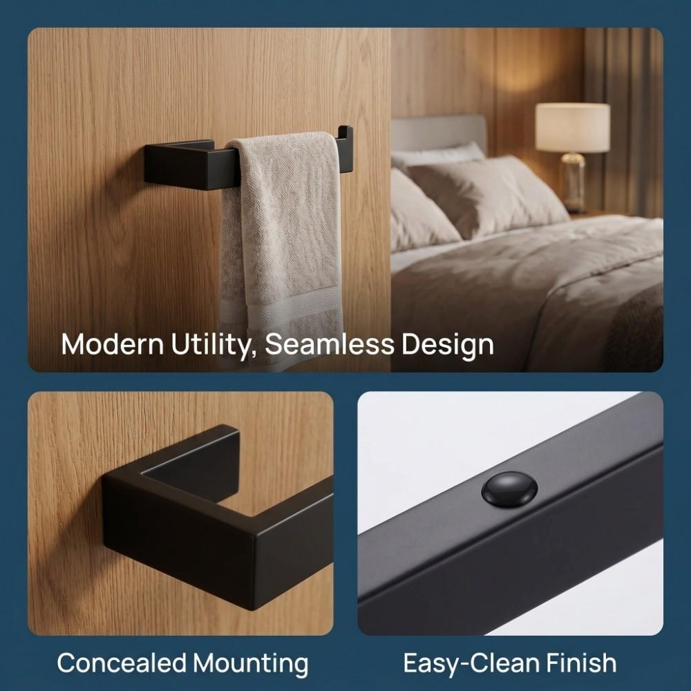 Stainless Steel Towel Rack Black Towel Bar Modern Toilet Paper Holder Toilet Paper Holder
