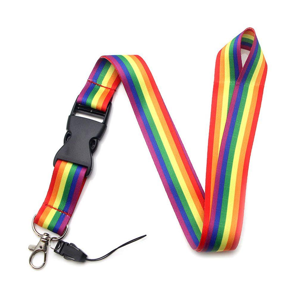 Key Ring Holder Phone Badge Lanyard Strap Neck Straps Rainbow Lanyard Rainbow Color Phone Hang Rope