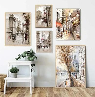 Abstract City Street Landscape Canvas Paintings Home Decor Street Scenery HD Prints Posters Pictures for Living Room Wall Art