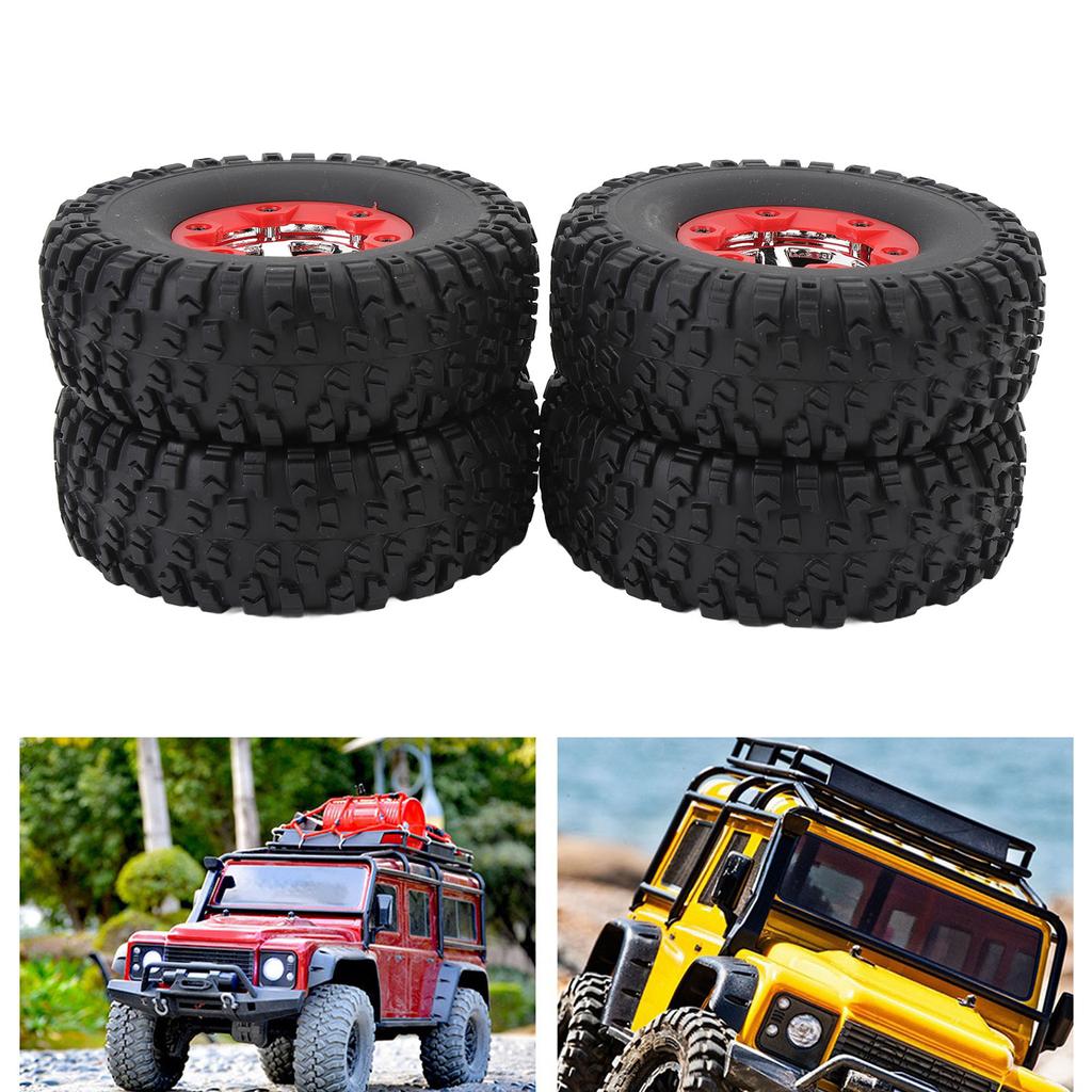 4 Pcs RC Car Wheel Set 2 Left 2 Right Plastic Rubber Lightweight Replacement Wheels for WLTOYS 12428 12427 12423 124006