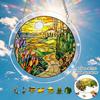 1Set/83pcs 18.8Cm Acrylic Jigsaw Tuscan Countryside Stained Glass Suncatcher Ornament, Mediterranean Villa And Floral Landscape Design, Prism Light Re