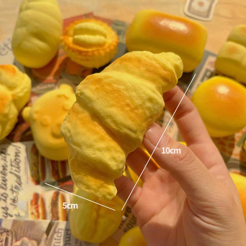 Simulation Croissant Bread Toast Squishy Fidget Slow Rebound Super Soft Cake Squeezing Office Stress Relief Relax Ornament