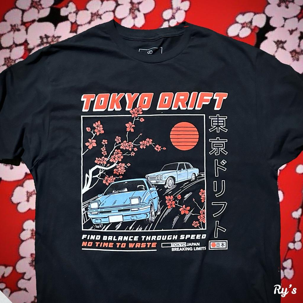 Tokyo Drift Racing Tee Japanese Cars Cherry Blossom Sunset T-shirt Size Small