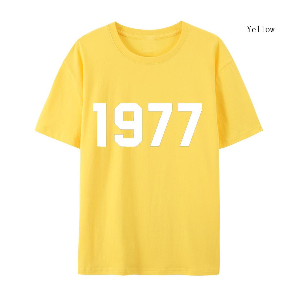 1977 Cotton T-shirt Men and Women Fashion Brand High Street Loose Fleece Cotton T-shirt Autumn Winter Warm Cotton T-shirt