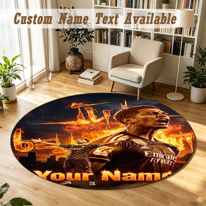 Round Rug Custom NameJude Bellingham Pattern Non Slip Carpet Home Floor Decor