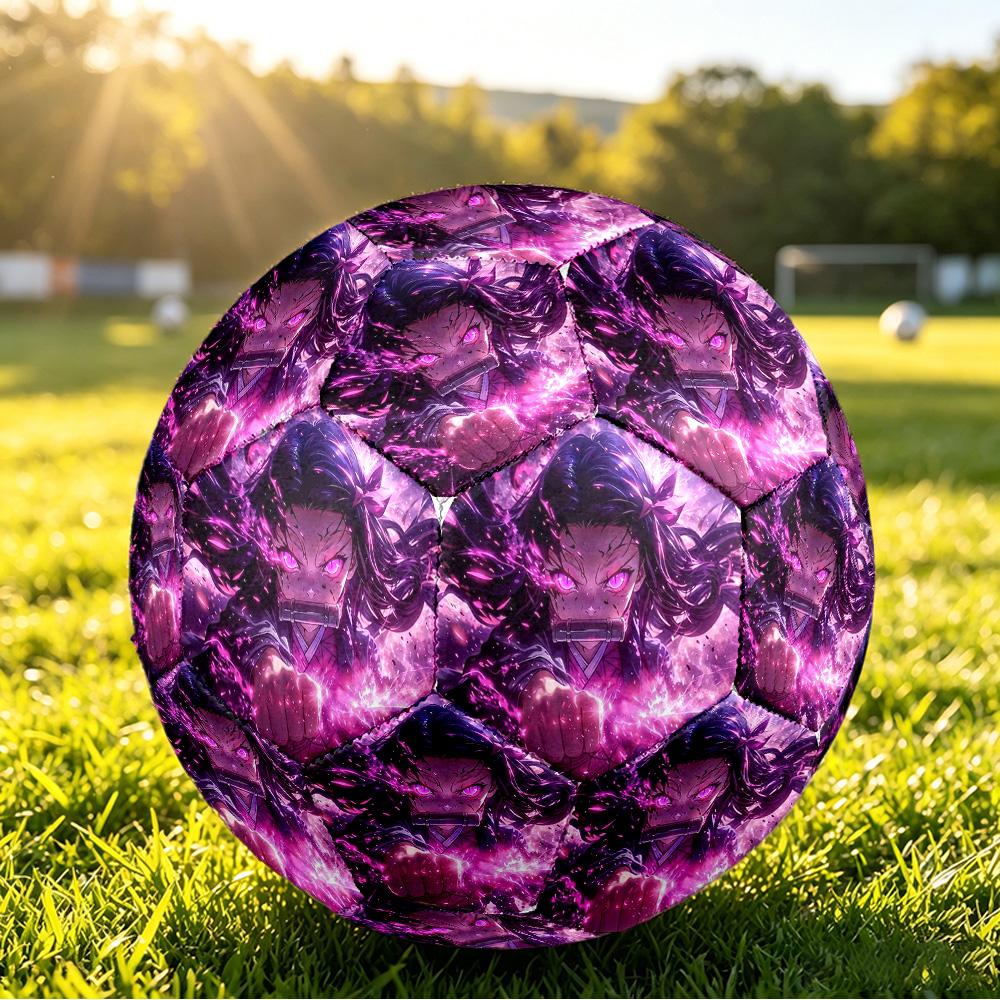 Demon Slayer Printed Size 5 Standard Football, Waterproof PU Training Soccer Ball for Outdoor Sports