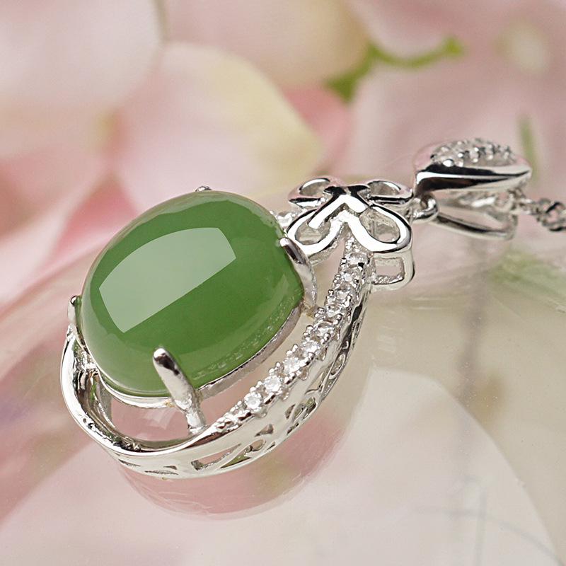 Сертифицированное ожерелье из стерлингового серебра 925 пробы с полым нефритовым кулоном из яшмы - Элегантный подарок для мамы