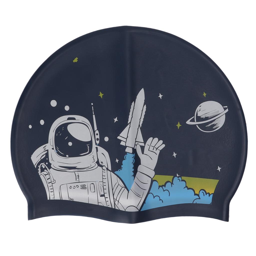 Шапочка для плавания Силиконовая Водонепроницаемая Повязка на голову с защитой ушей для взрослых с длинными волосами Водные виды спорта Печать Космонавт