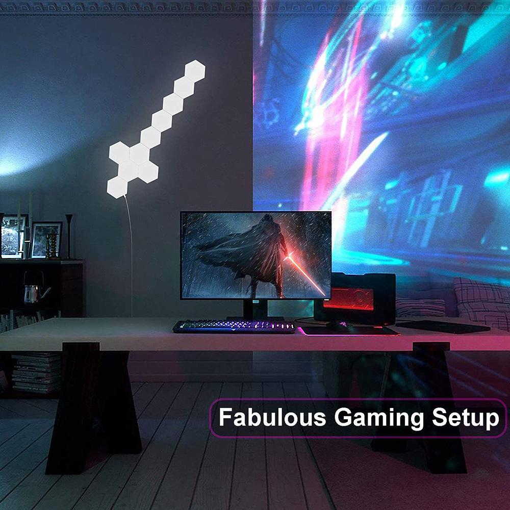 USB светодиодные шестиугольные настенные светильники RGB с цветным сенсорным управлением, игровая сотовая лампа